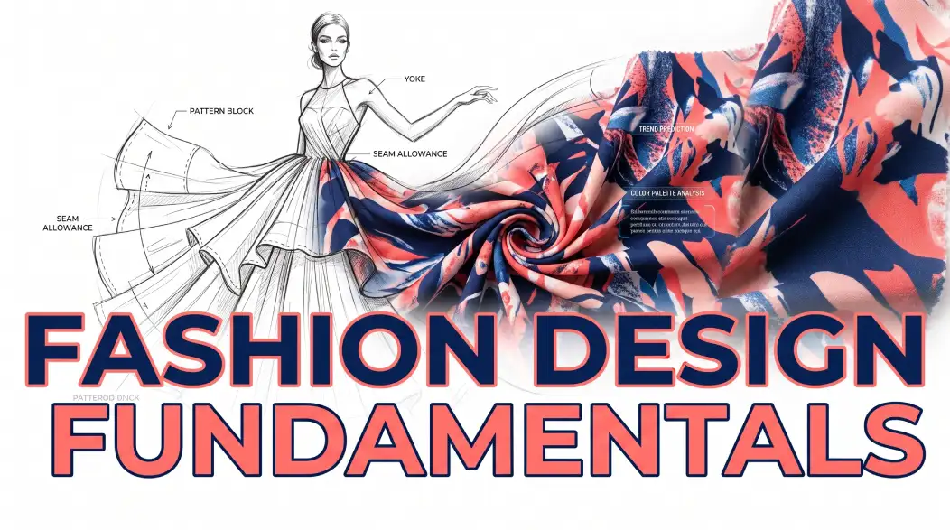 A fashion industry professional reviewing career planning notes and course materials at a work desk